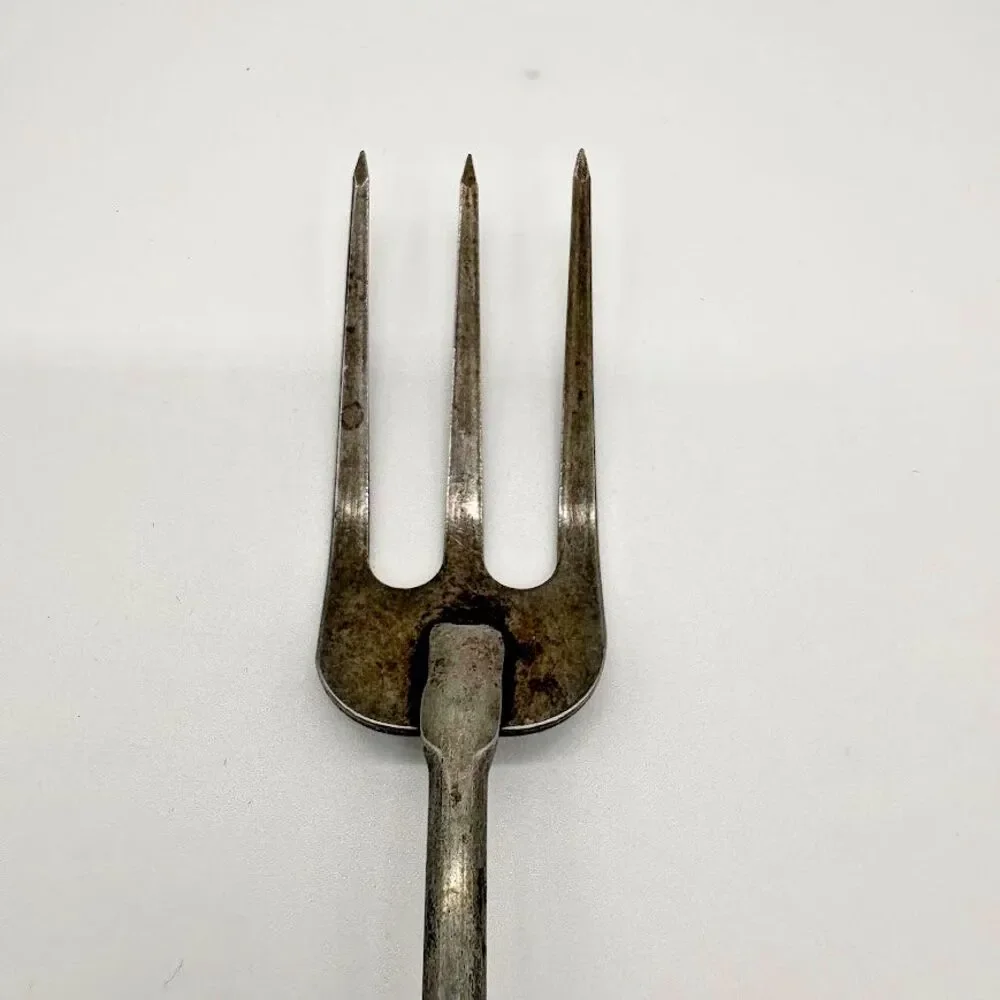 Vintage A&J USA 3 Tine Kitchen Fork Green Wood Handle Meat BBQ Cooking Utensil